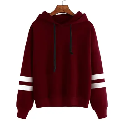 Black Hooded Hoodie with White Stripes Long Sleeve