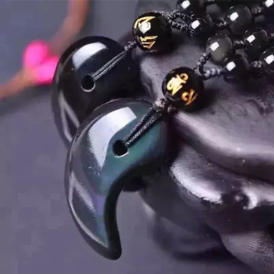 Natural Green Eye Obsidian Jade Pendant for Men Women