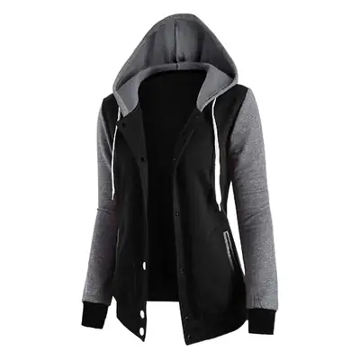 Black Grey Hooded Flap Pocket Pants for Women