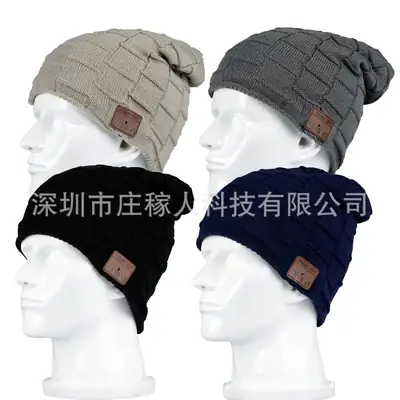 Black Knitted Beanie Hat for Men Women Winter Outdoor Use