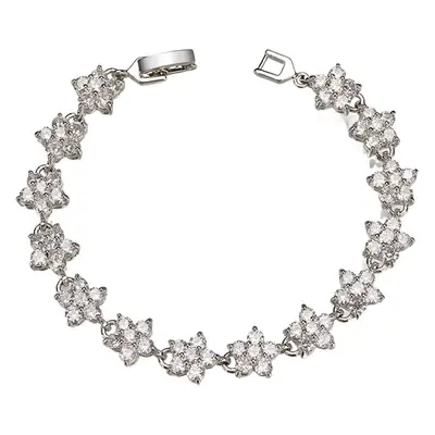 Zircon Plum Blossom Bracelet White Golden Plated
