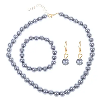 White Pearl Multi Layered Necklace with Earrings Set for Women