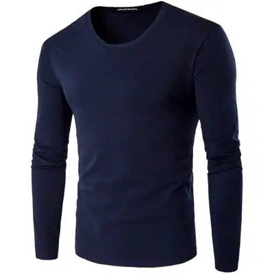 Men's Long Sleeve Olive Green T-Shirt Slim Fit Cotton