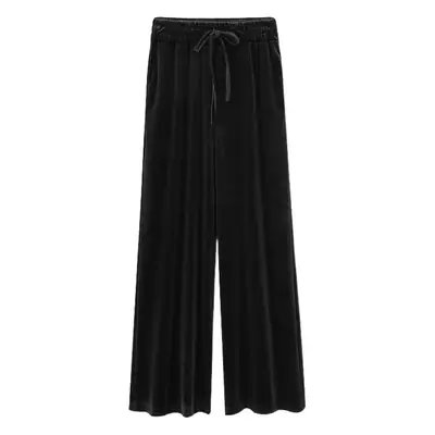 Gold Velvet Wide Leg Pants for Women Loose Large Size