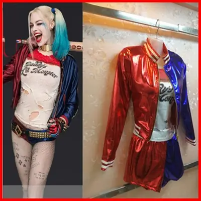 European American Suicide Squad Halloween Costume Harry Quinn