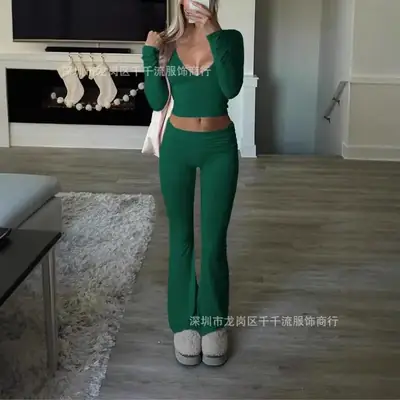 2024 Women's Slim-fit Knitted Two-Piece Suit Grey