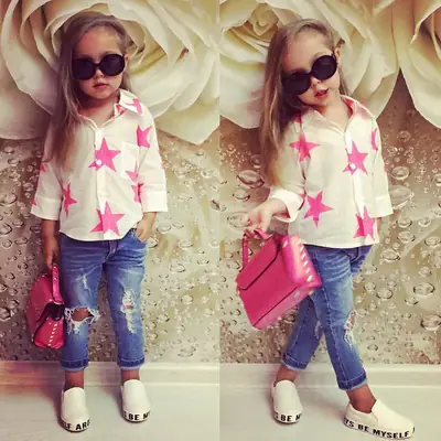 European American Style Pink White 2-Piece Suit Set