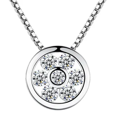 Korean Heart Pendant Silver Necklace for Women
