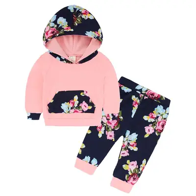 Pink Floral Hooded Baby Set 2025