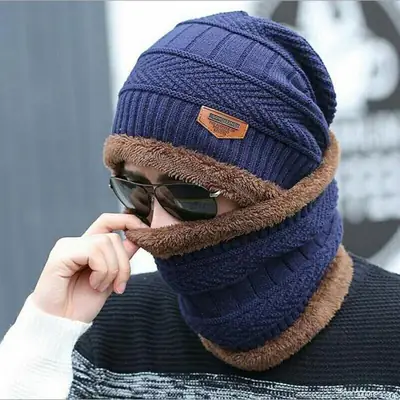 Winter Fleece Knit Hat for Men Women Korean Style