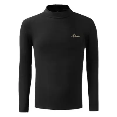 Men's Brown Velvet Long Sleeve T-Shirt with Embroidered Logo