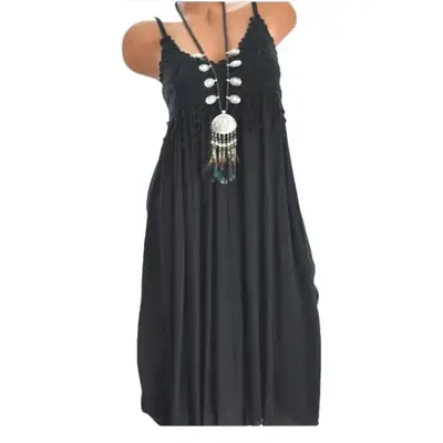 Sexy Lace Long Dress with Tassels Coral