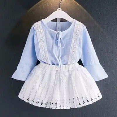 Girls Blue Gingham Top & Skirt Set 2-Piece 2025