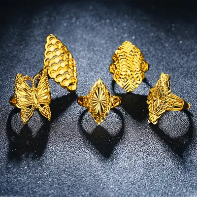 Wholesale Gold Winged Ring for Women, Exaggerated Design, No Fading