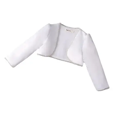 Girls' White Long Sleeve Shawl for Wedding or Daily Wear