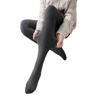 Women Warm Cotton Leggings with Vertical Stripe