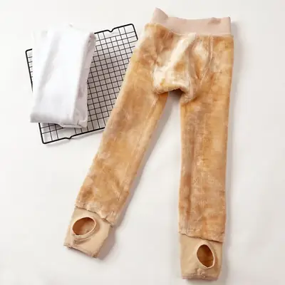 Children's Flesh Color Velvet Padded Dance Socks