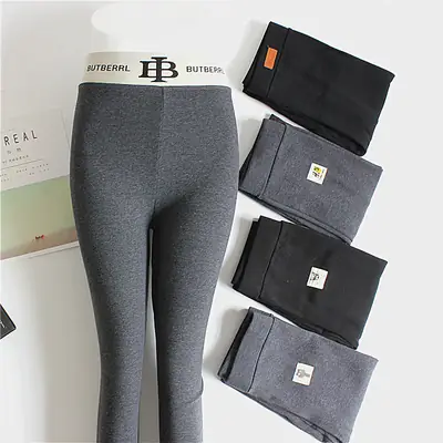 Women Korean Style Cropped Fleece Leggings Set