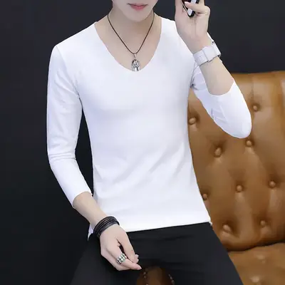 Men's Grey V-Neck Long Sleeve T-Shirt Free Agent