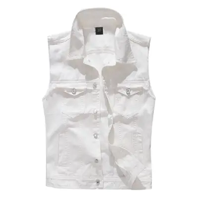 Men's White Sleeveless Denim Vest Large Drop Shipping
