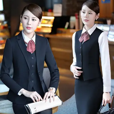 Professional Women's Suit Navy Blue Interview Dress