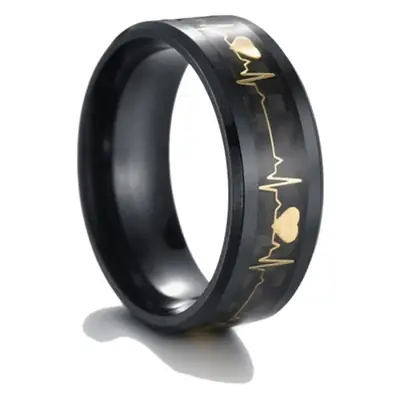 Titanium Steel Heartbeat 8mm Ring Purple