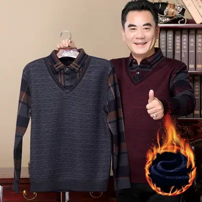 Winter Fleece Lined T-Shirt for Men Maroon