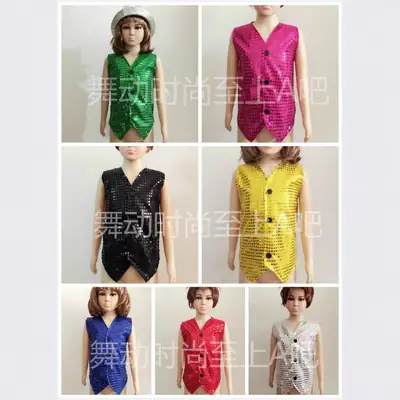 Black Sequin Patch Vest for Girls