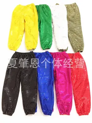 Blue Sequin Long Pants for Boys Girls Hip Hop Dance