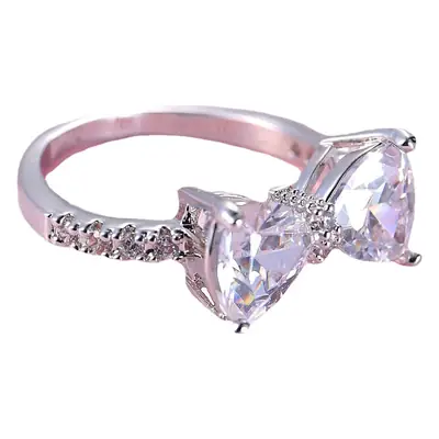 Women's Japanese Style Zircon Bow Ring Flash White Diamond