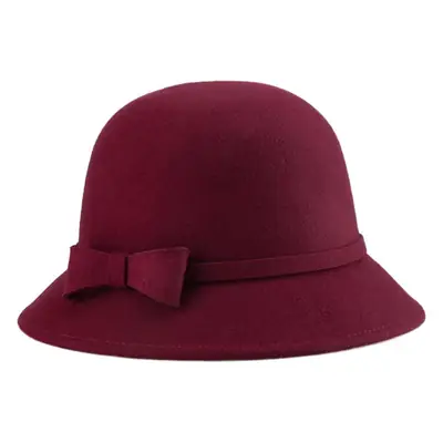 Ladies Felt Bow Hat Autumn Winter Pure Wool
