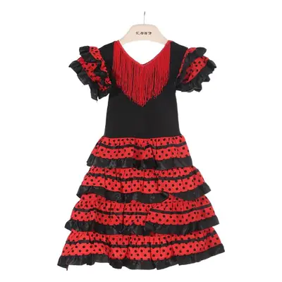 Spanish Dance Skirt Red Black Ruffled Ballet Kids