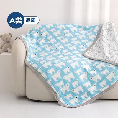 Cotton Baby Blanket Blue Panda Print Newborn Wrap