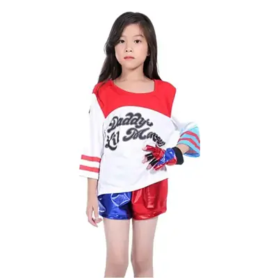 Red Star-Rimmed Harley Quinn Cosplay Gloves for Women