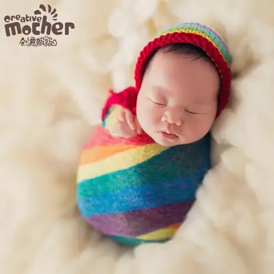 Rainbow Elastic Wrap for Newborn Photo Props