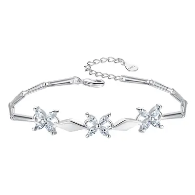 Silver Plated Four Leaf Clover Bracelet for Girls