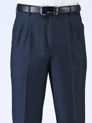 Thin Middle-aged Men's Dark Blue Pants High Waist Loose Fit