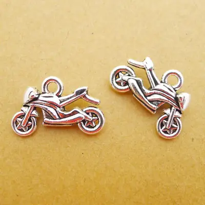 Silver Motorcycle Pendant 13x20mm Alloy DIY Jewelry