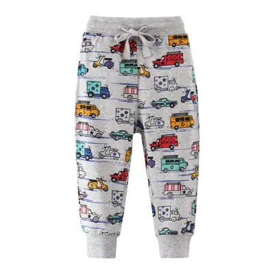 Kids Cotton Car Print Pants for Boys Girls