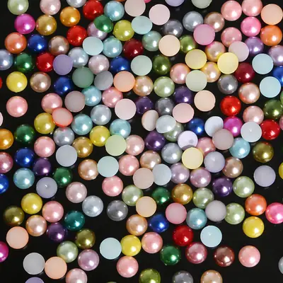 Half-Faced Pearl Patch DIY Semi-Circle Flats Bottom Non-Porous Colorfulful Loose Beads Accessories Manicure Mobile Phone Case