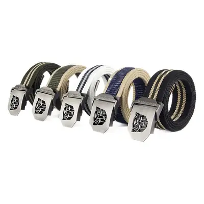 Men's Black Canvas Belt with Logo Buckle