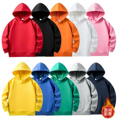 Red Hooded Fleece Lined Hoodie for Kids Boys Girls