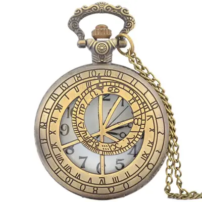 Bronze Hollow Retro Necklace Pocket Watch Design