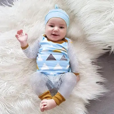 Grey Elastic Waist Infant Suit Triangle T Pants Set
