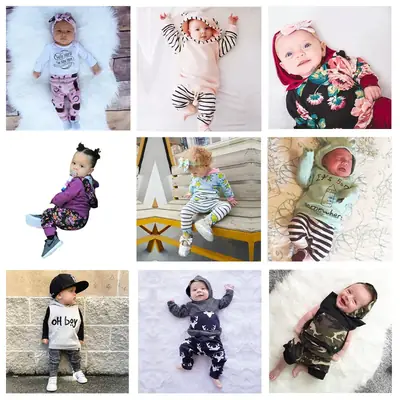 Kids 3-Piece Printed Suit Pink Blue Hat