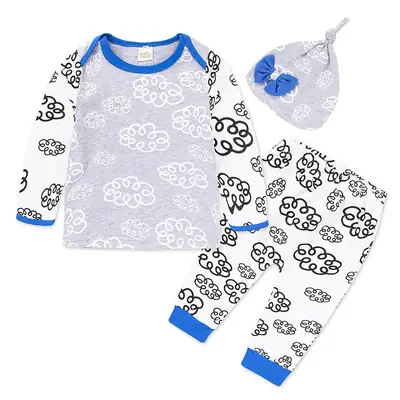 Baby & Toddler Printed T-Shirt Pants Hood Set Gray White