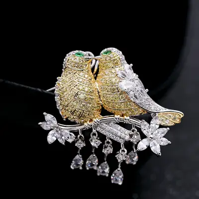 Korean Style Zircon Brooch for Women's Suits