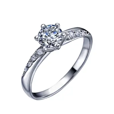 Platinum Plated Zircon Classic Six Claw Ring