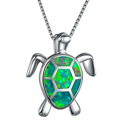 Turtle Pendant Necklace with Heart of the Ocean Design