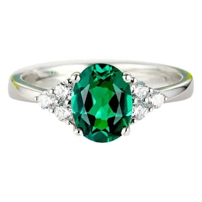 Women's Green Emerald Diamond Ring with Red & Purple Stones